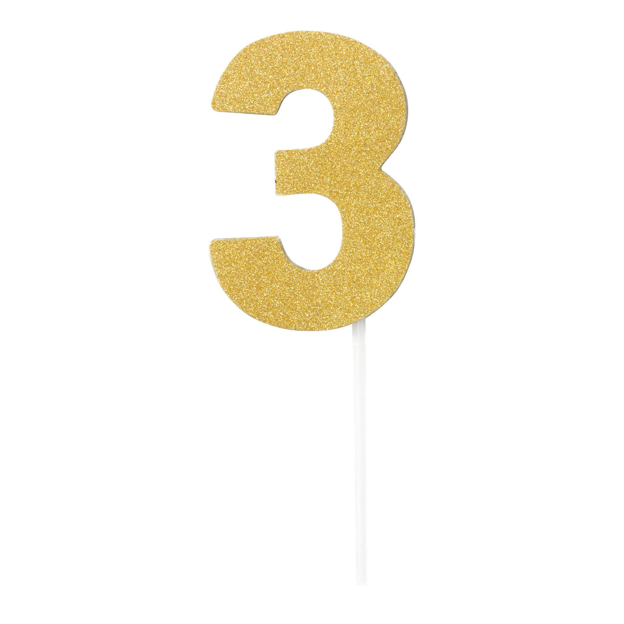 Luxurious Gold Diamond Cake Topper with the Number 3 for Special Celebrations