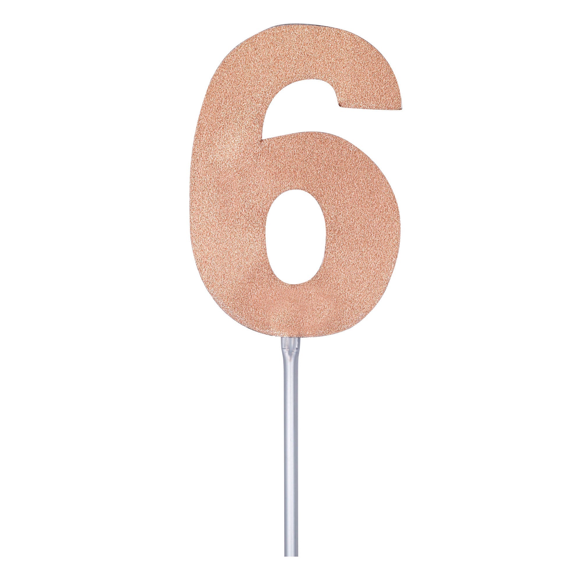 Rose Gold Diamond No. 6 Cake Toppers for Adult Birthday