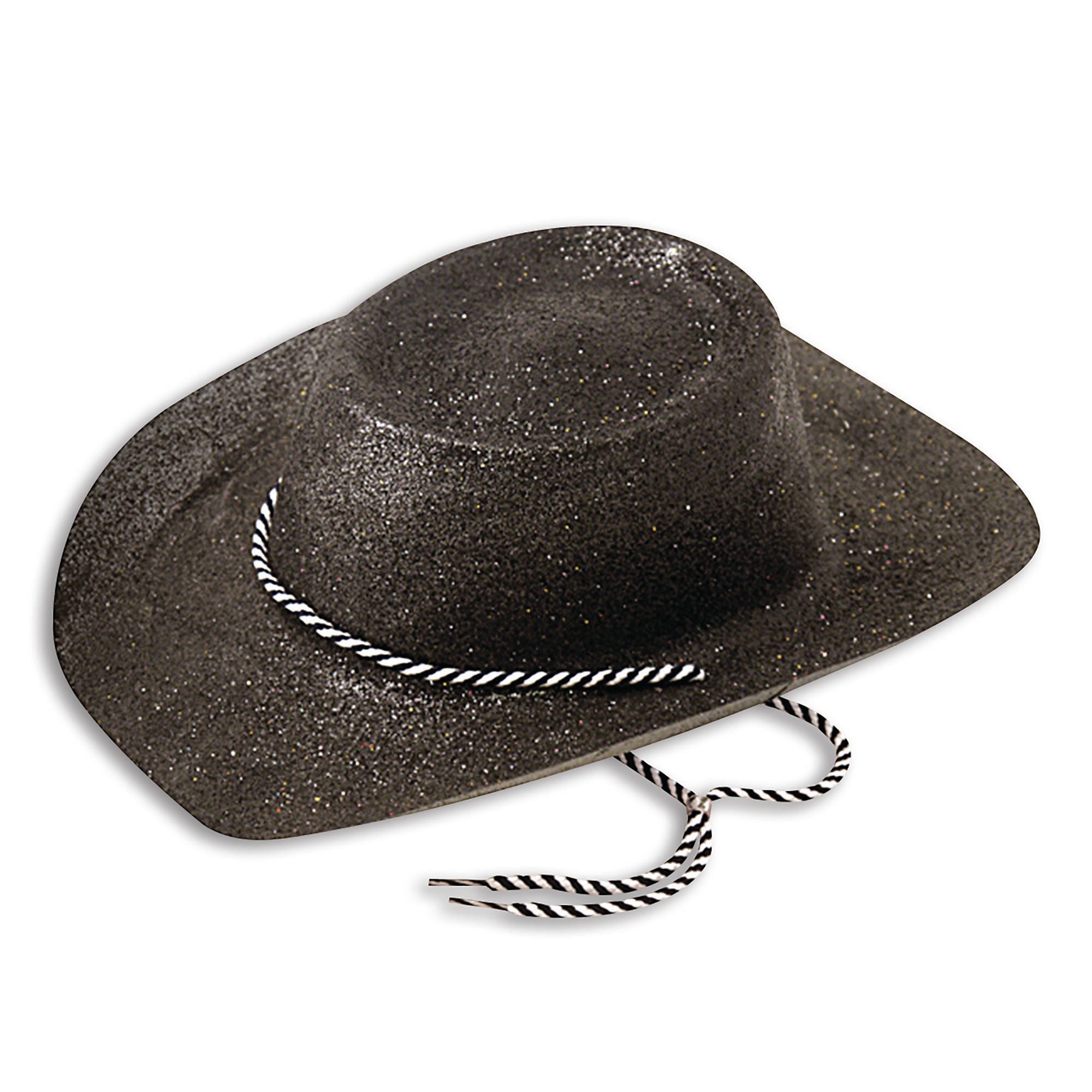 Unisex Glittery Black Cowboy Hats for Adults