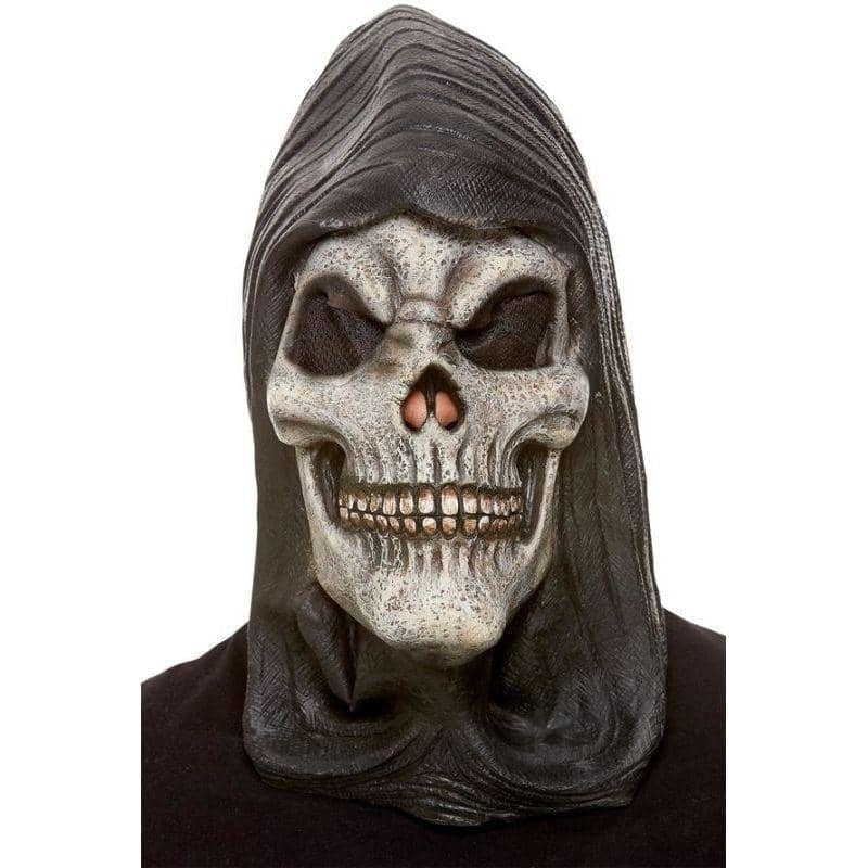 Adult Unisex White Hooded Skeleton Latex Mask for Halloween Fancy Dress