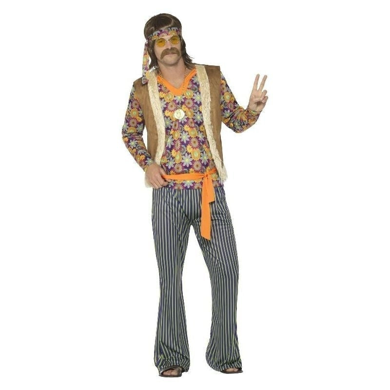 Adult Men's 1960s Multi - Colored Retro Hippie Singer Costume