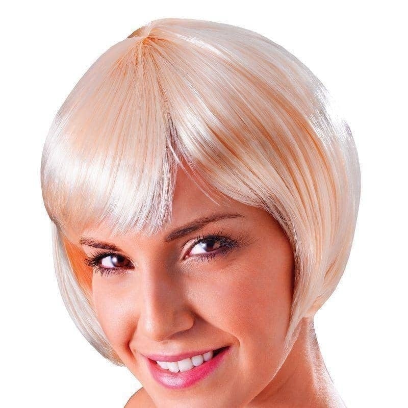 Stylish Adult Ladies Flirty Flick Short Blonde Synthetic Bob Wig for 80s Party or Seduction Scenes