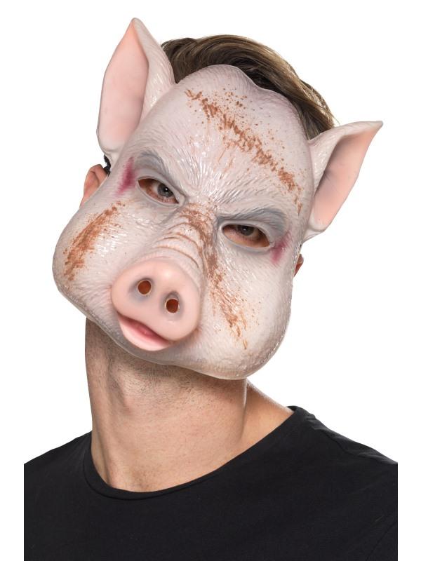 Adult Pink Halloween Fancy Dress Evil Pig Slayer Mask by Smiffys