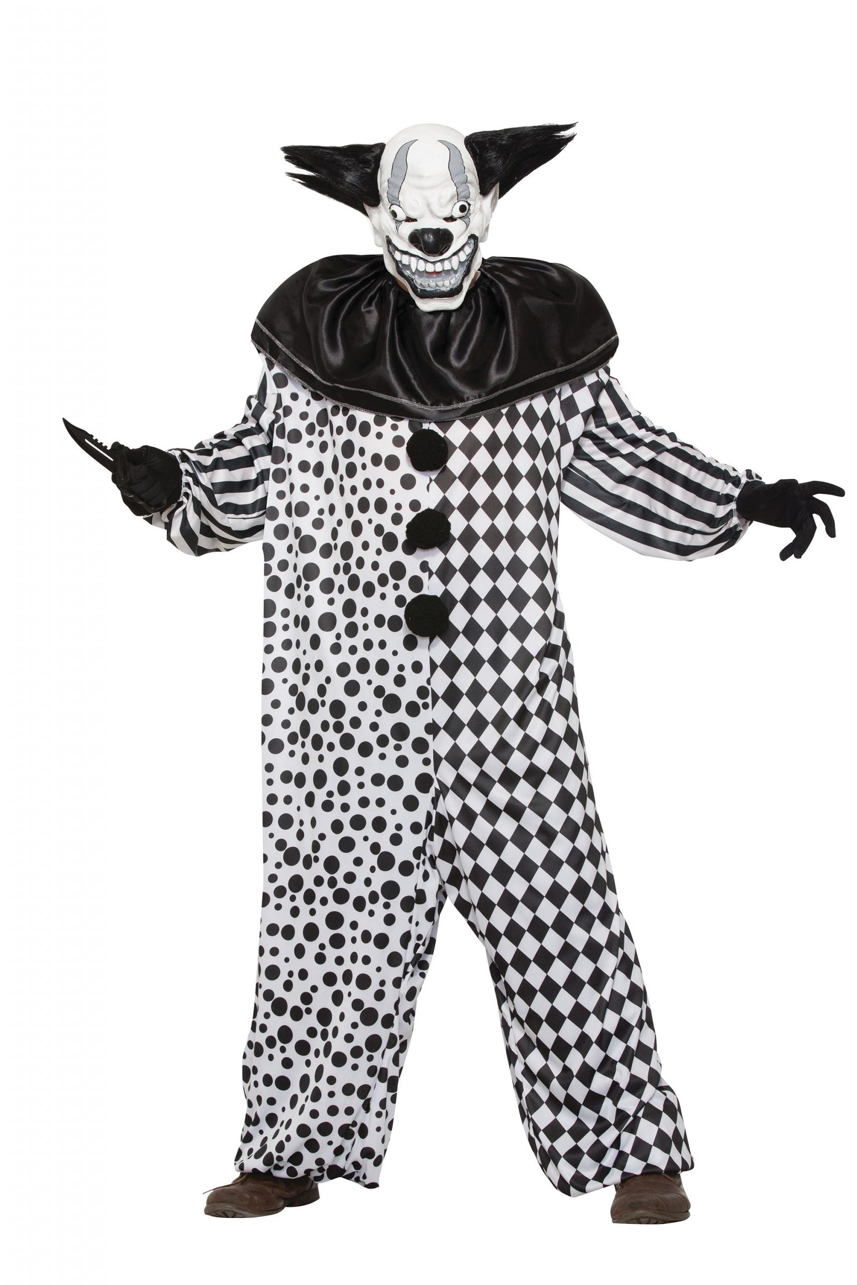 Adult Male Evil Clown Costume Set: Al The Clown Mask and Jumpsuit