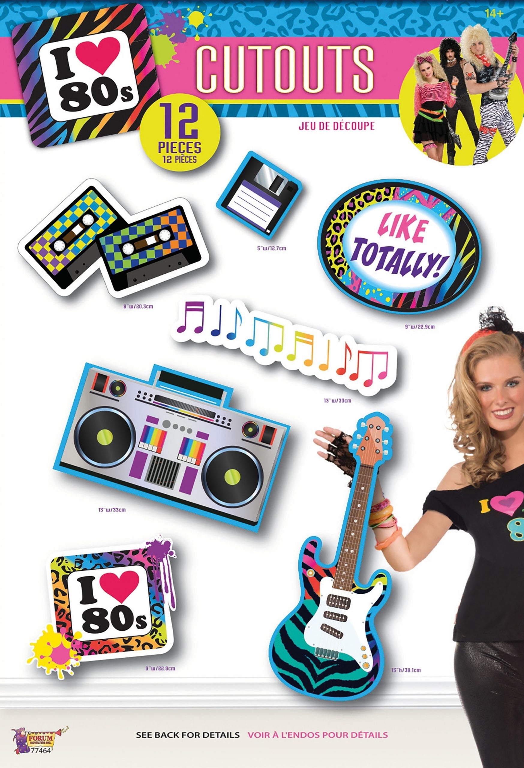 12-piece 80s Party Costume Cut Outs for Adults