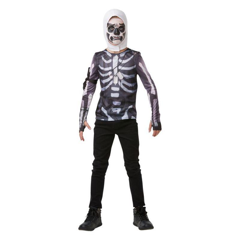 Fortnite Skull Trooper Kids Costume Top with Armband and Snood